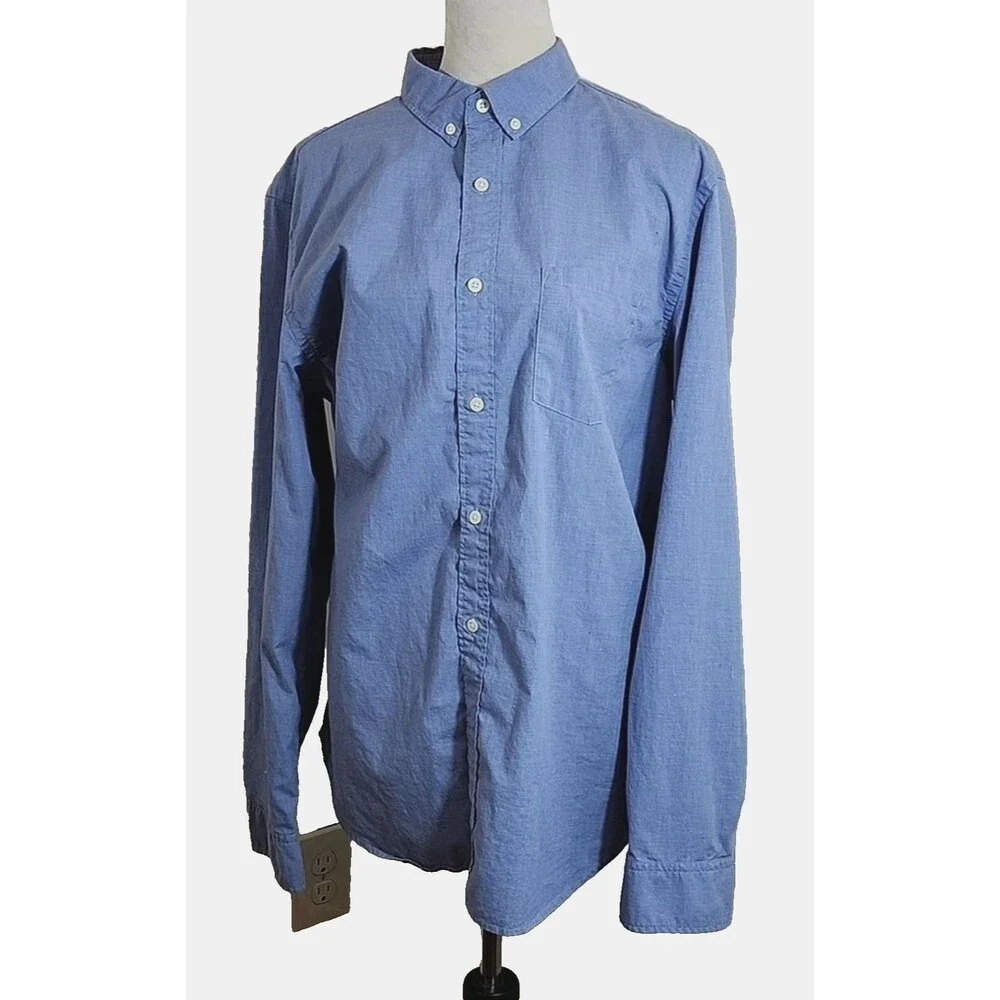 Banana Republic Men's Classic Solid Blue, Long Sleeve, Button-Down Shirt Size XL